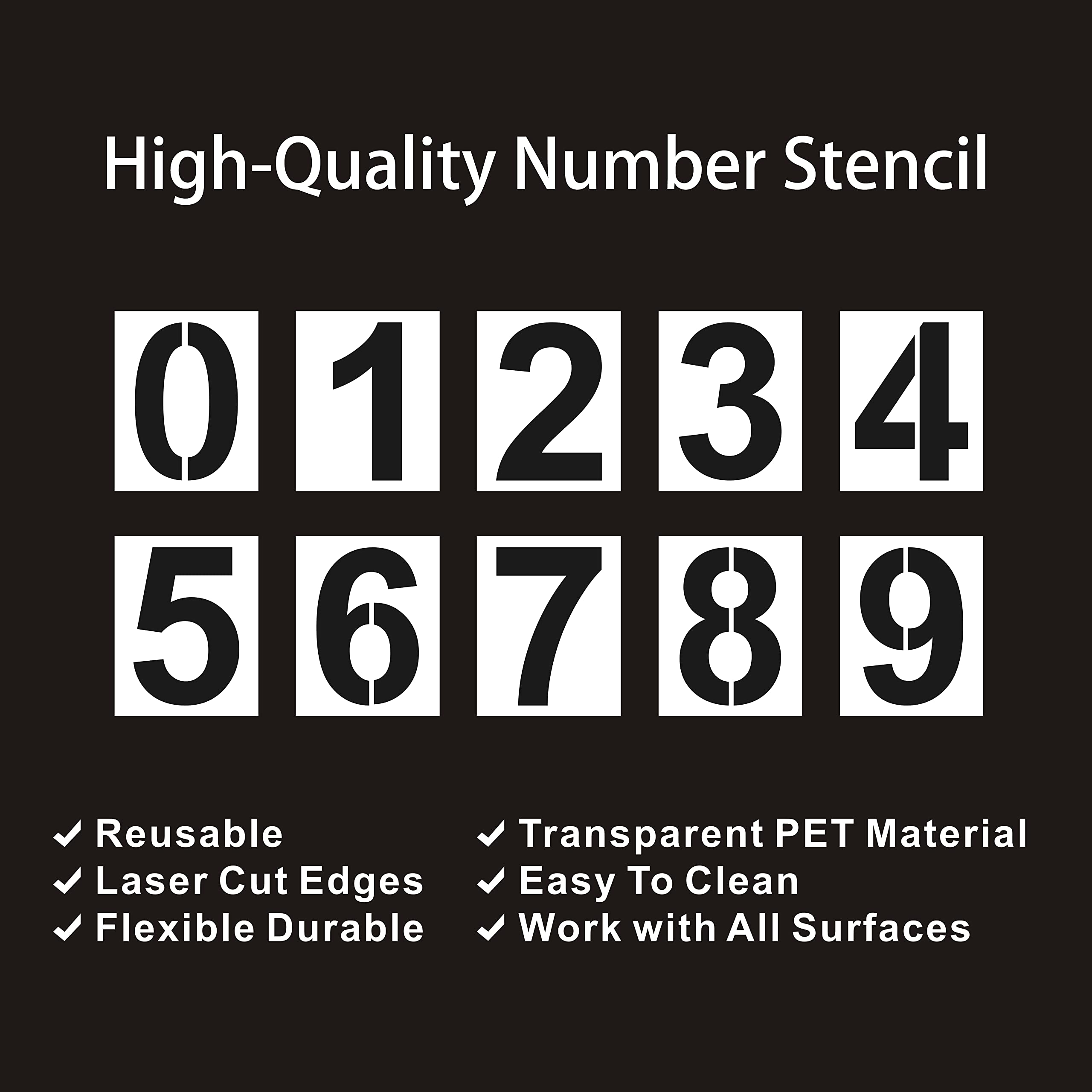 6 Inch Number Stencils Set Plastic Number Stencils Reusable Digital Templates for Cake Stencil Address Number Painting Stencils Templates