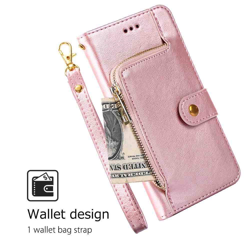 YOUKABEI MojieRy Phone Cover Zipper Wallet Folio Case for Samsung Galaxy A40, Premium PU Leather Slim Fit Cover for Galaxy A40, 1 Photo Frame Slot, 3 Card Slots, Dirt-Proof, Golden