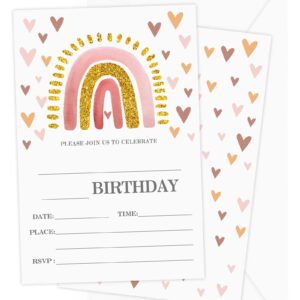 JJOINUS Birthday Invitations for Girl Boy, First Party Boho Birthday Invites, 20 Invitations and Envelopes