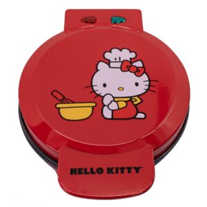 uncanny brands hello kitty red waffle maker - make hello kitty waffles - kitchen appliance