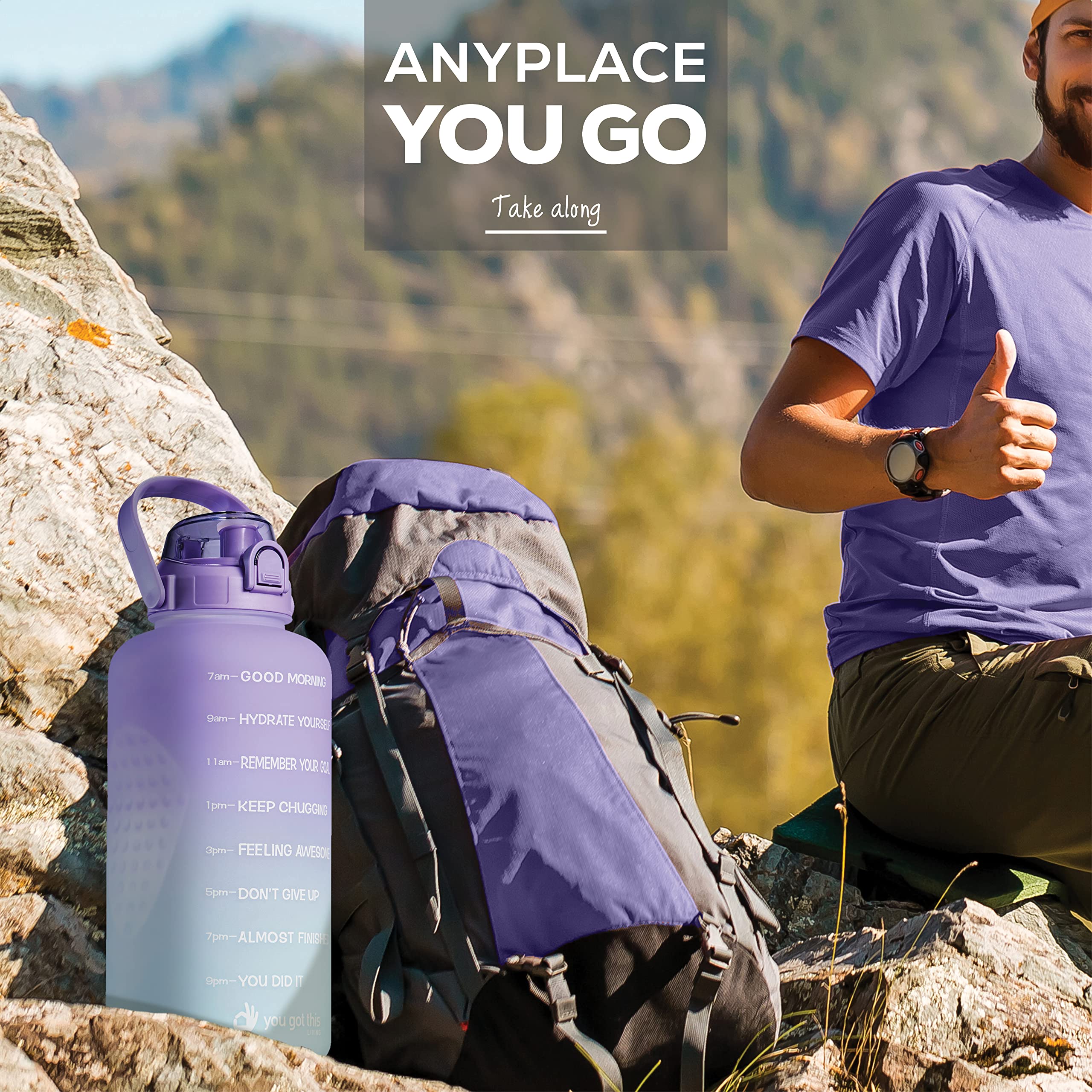 YOU GOT THIS LIVING Motivational Water Bottle with Straw & Handle,One Gallon Water Bottle 128 oz/3.8L,Reusable Water Jug, Achieve All-Day Hydration SpillProof, BPA FREE