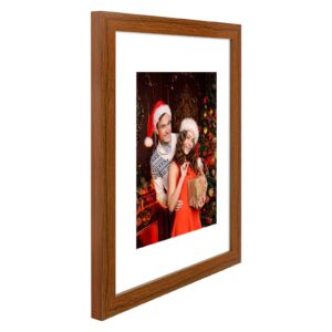 Golden State Art, 11x14 Brown Photo Frame-Display Photos 8x10 with Mat or 11x14 without Mat - Solid Wood, Real Glass (Wall Display) 2 Pack