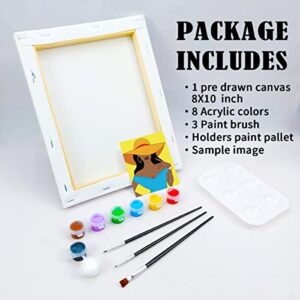 VOCHIC Canvas Painting Kit Pre Drawn Canvas for Paint Adult Party Kits Paint and Sip Party Supplies 8x10 Canvas to Paint Afro Queen 8 Acrylic Colors,3 Brush,1 Pallet Girl Paint Art Set