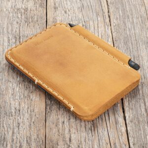 Leather case for Microsoft Surface Duo 2 / Duo. with Pen holder and card pocket (blue - brown, for Surface Duo 2 with Pen CASE)