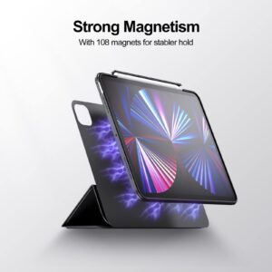 Case for iPad Pro 11 Inches 2021/2020/2018 3rd 2nd 1st Gen with Pencil Holder, 2-in-1 Detachable Smart Folio for iPad Pro 11 with Clear Back Cover, Adjustable with Powerful Magnets