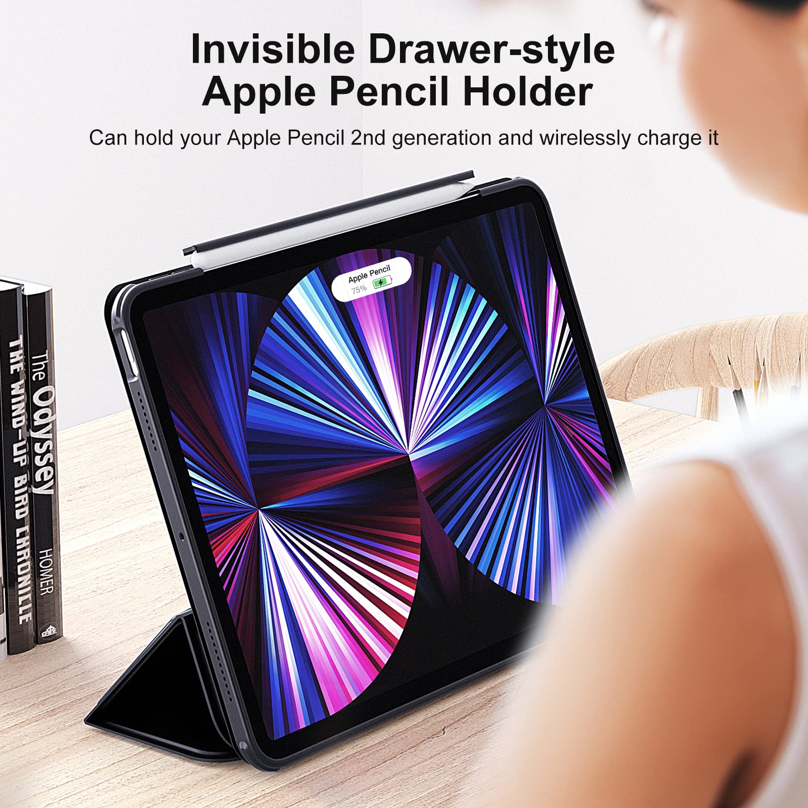 Case for iPad Pro 11 Inches 2021/2020/2018 3rd 2nd 1st Gen with Pencil Holder, 2-in-1 Detachable Smart Folio for iPad Pro 11 with Clear Back Cover, Adjustable with Powerful Magnets