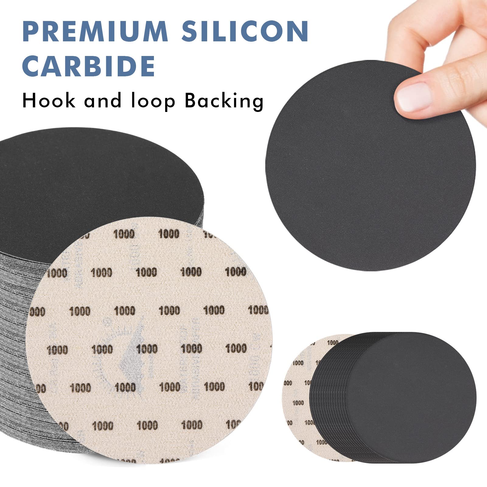 6 Inch 1000 Grit Sanding Disc, GOH DODD 25 Pieces Wet Dry Sandpaper Hook and Loop Sanding Pads for Random Orbital Sander, Automotive, Woodworking, Metal Polishing and Sanding