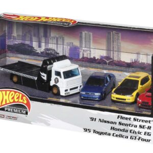 Hot Wheels Premium Collect Display Sets with 3 1:64 Scale Die-Cast Cars & 1 Team Transport Vehicle, Collectors’ Favorites, 2 Sets in The Assortment for Collectors of All Ages