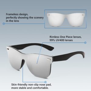 FEISEDY Trendy Rimless Mirrored One Piece Lens Sunglasses Reflective Sun Glasses B4114