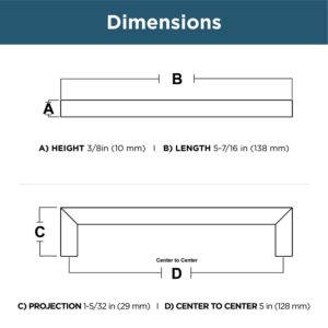 Franklin Brass Simple Modern Square Cabinet Pull, Black, 5-1/16 in (128mm) Drawer Handle, 10 Pack, P46646K-FB-B