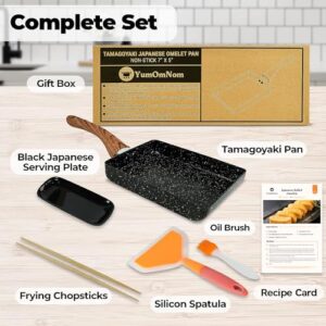 YumOmNom Tamagoyaki Pan, Japanese Cookware, Egg Pan, Rectangle Frying Pan, Kitchen Accessories, Square Pan, Omelette Maker Nonstick, Omelet Pan, Cooking Tools, 7" x 5" Black (5)