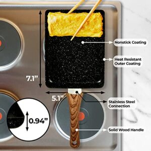 YumOmNom Tamagoyaki Pan, Japanese Cookware, Egg Pan, Rectangle Frying Pan, Kitchen Accessories, Square Pan, Omelette Maker Nonstick, Omelet Pan, Cooking Tools, 7" x 5" Black (5)