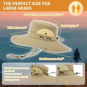 【XXL Oversize &Wide Brim】 Sun Hats for Men【UPF 50+ & Waterproof】 Fishing-Hat Boonie Bucket for Hiking Safari Beach Garden (Dark Gray, XXL)