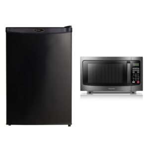 danby designer 4.4 cu. ft. mini fridge + toshiba 1.2 cu ft countertop microwave oven