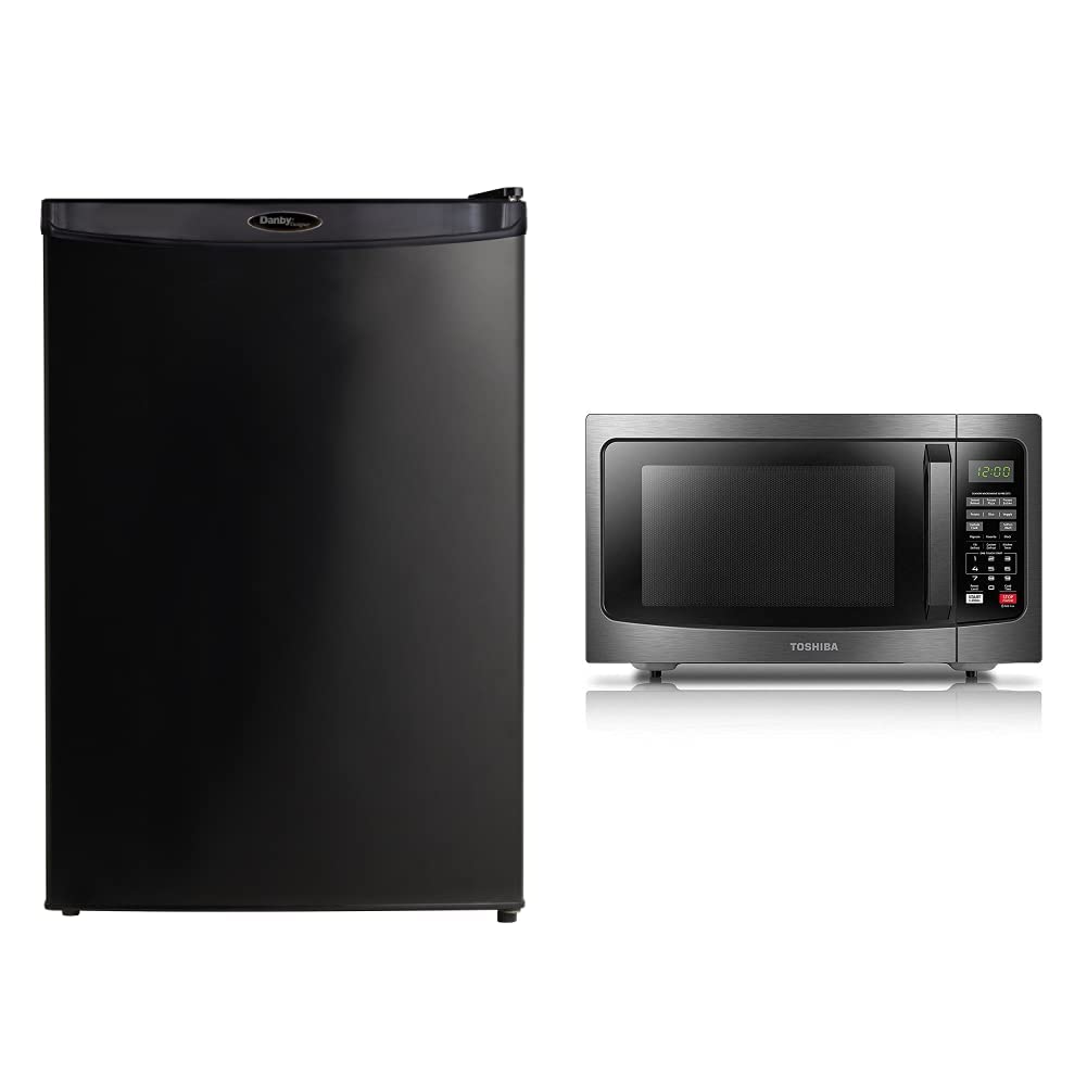 Danby Designer 4.4 Cu. Ft. Mini Fridge + TOSHIBA 1.2 Cu Ft Countertop Microwave Oven