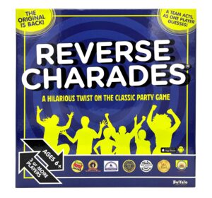 buffalo games - reverse charades - a hilarious twist on the classic party & family game - great party game - prompts for all difficulty levels - ages 6 and up