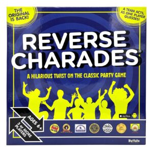 Buffalo Games - Reverse Charades - A Hilarious Twist On The Classic Party & Family Game - Great Party Game - Prompts for All Difficulty Levels - Ages 6 and Up