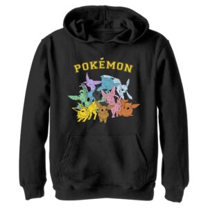 pokemon gotta catch eeveelutions youth pullover hoodie black