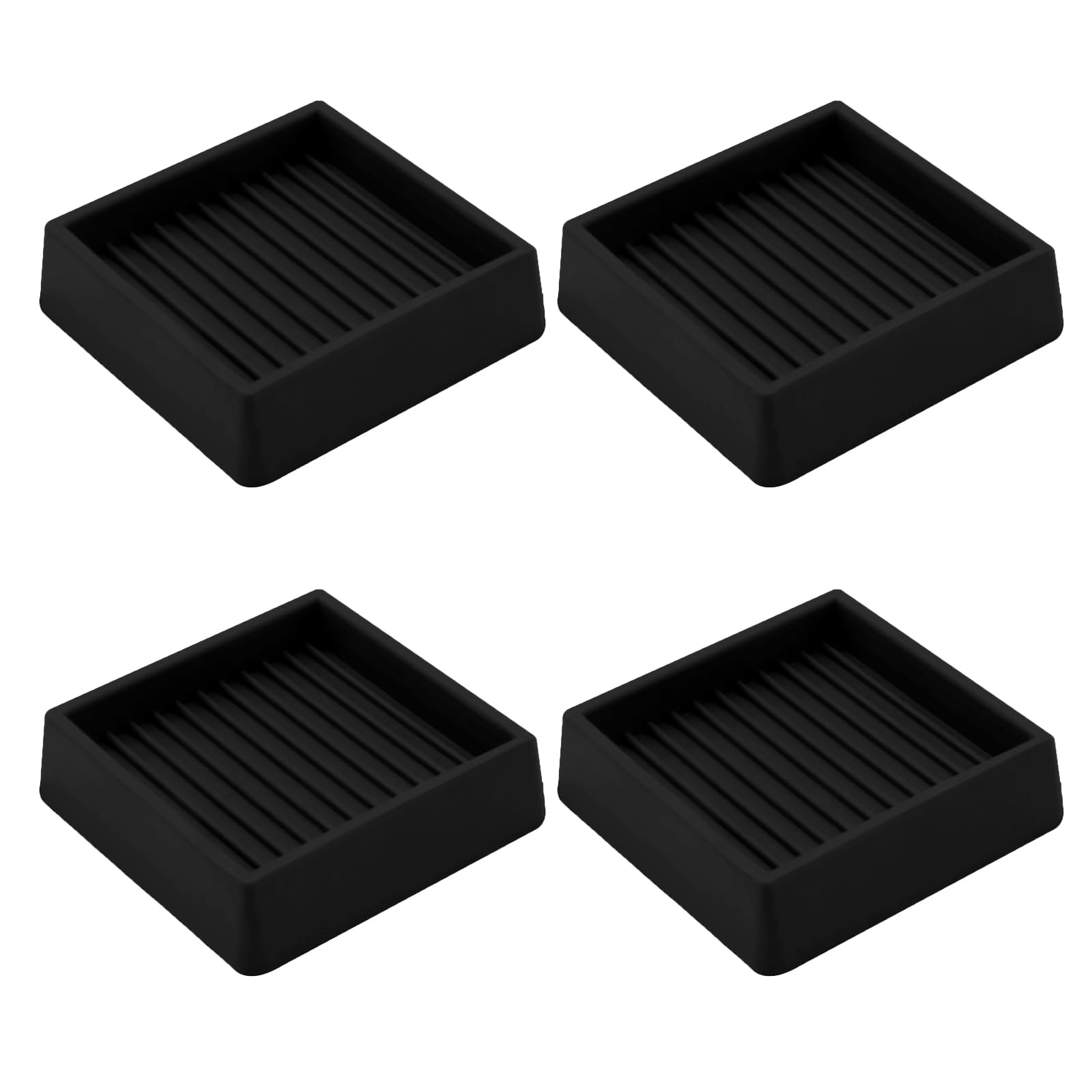 VOCOMO 2X2 Rubber Caster Cups, Non Slip Furniture Pads, Anti-Slip Gripper, Anti Skid Furniture Feet, Anti Slide Floor Protector for Bed Couch Table Chair Stoppers - 4 Pack, Black