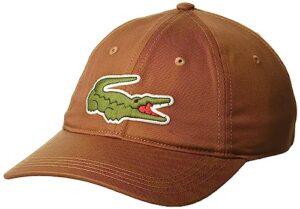 lacoste mens adjustable organic cotton twill cap, pecan