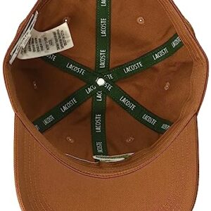 Lacoste Mens Adjustable Organic Cotton Twill Cap, Pecan