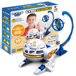 dr. stem toys gyro science kit | unique gyroscope set amazes kids with 6 awesome science stunts | designed in usa for boys & girls 8 & up | boxed for easy gifting