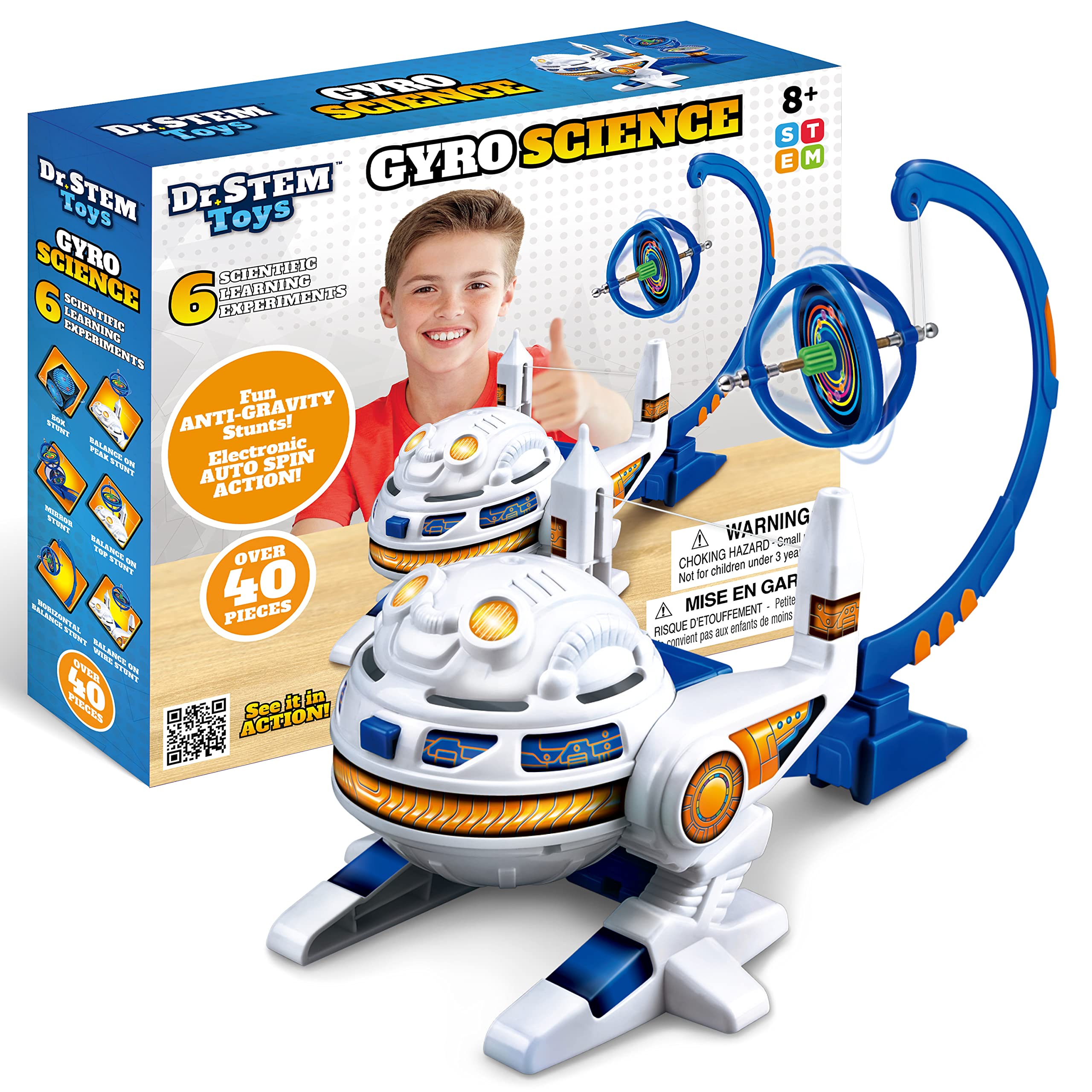 Dr. STEM Toys Gyro Science Kit | Unique Gyroscope Set Amazes Kids with 6 Awesome Science Stunts | Designed in USA for Boys & Girls 8 & Up | Boxed for Easy Gifting