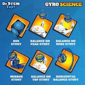 Dr. STEM Toys Gyro Science Kit | Unique Gyroscope Set Amazes Kids with 6 Awesome Science Stunts | Designed in USA for Boys & Girls 8 & Up | Boxed for Easy Gifting