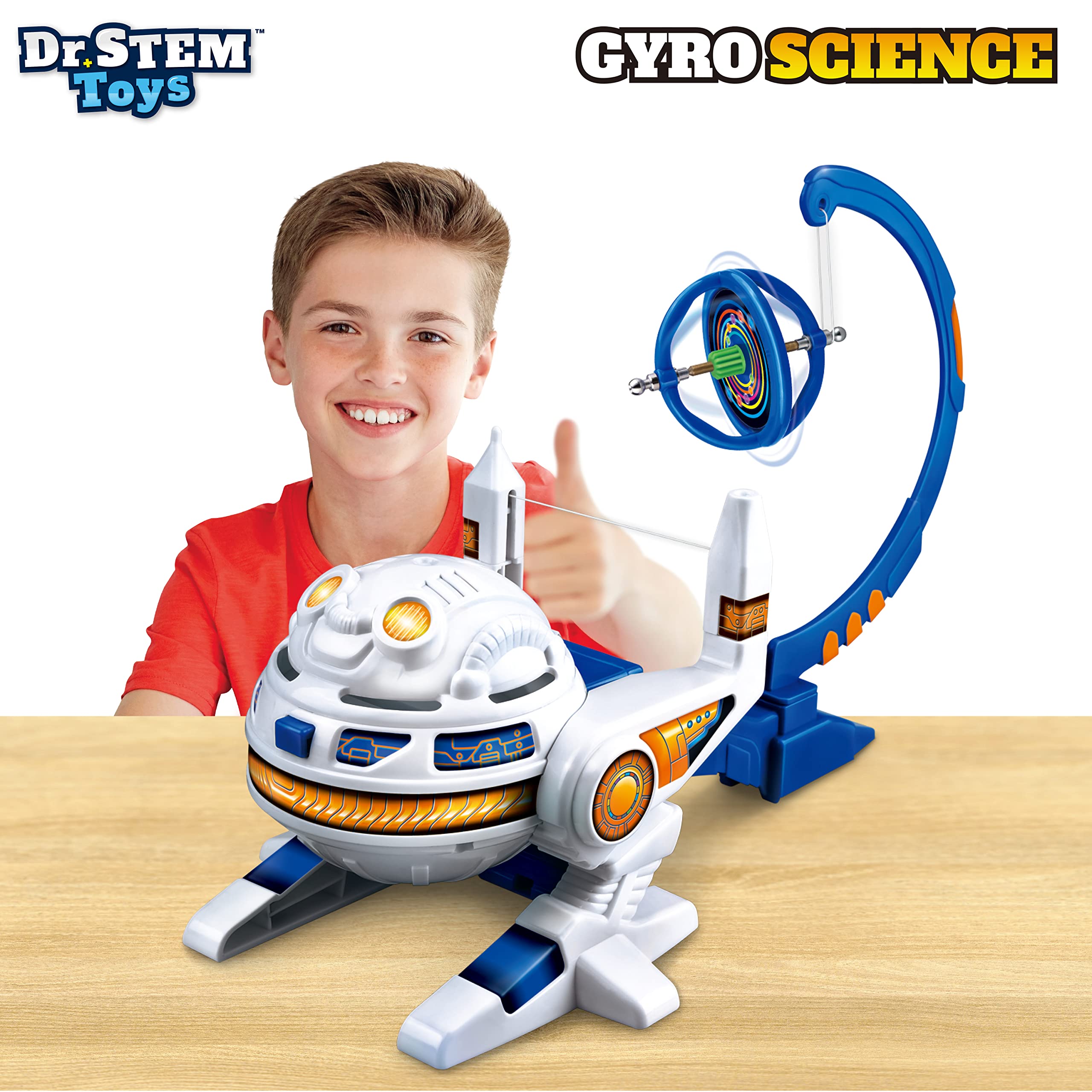 Dr. STEM Toys Gyro Science Kit | Unique Gyroscope Set Amazes Kids with 6 Awesome Science Stunts | Designed in USA for Boys & Girls 8 & Up | Boxed for Easy Gifting