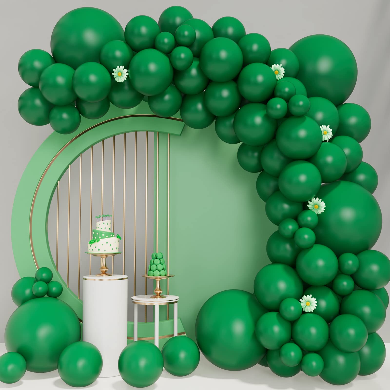 Dark Green Balloons 100pcs Dark Green Balloon Garland Arch Kit 5/10/12/18 Inch Different Sizes Dark Green Matte Latex Balloon for Baby Shower Birthday Jungle Safari Party Decorations Christmas Balloon