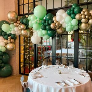 Dark Green Balloons 100pcs Dark Green Balloon Garland Arch Kit 5/10/12/18 Inch Different Sizes Dark Green Matte Latex Balloon for Baby Shower Birthday Jungle Safari Party Decorations Christmas Balloon