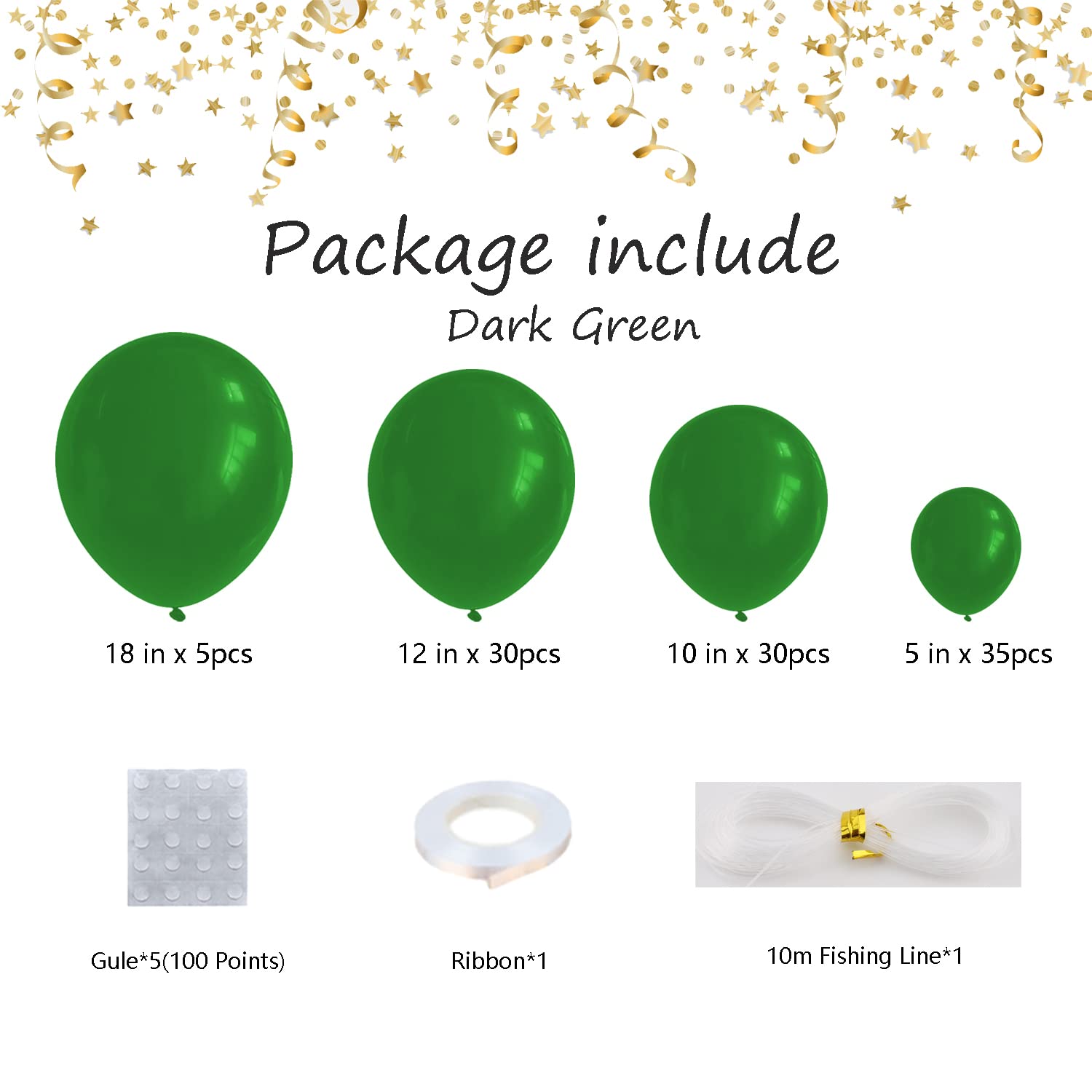 Dark Green Balloons 100pcs Dark Green Balloon Garland Arch Kit 5/10/12/18 Inch Different Sizes Dark Green Matte Latex Balloon for Baby Shower Birthday Jungle Safari Party Decorations Christmas Balloon