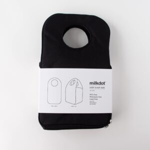 milkdot Designer Insulated Lunch Bag, Black, Reusable Cooler Tote for Food & Drinks, Perfect for Women, Men and Kids, Stylish for boy and girls of all ages (Black)