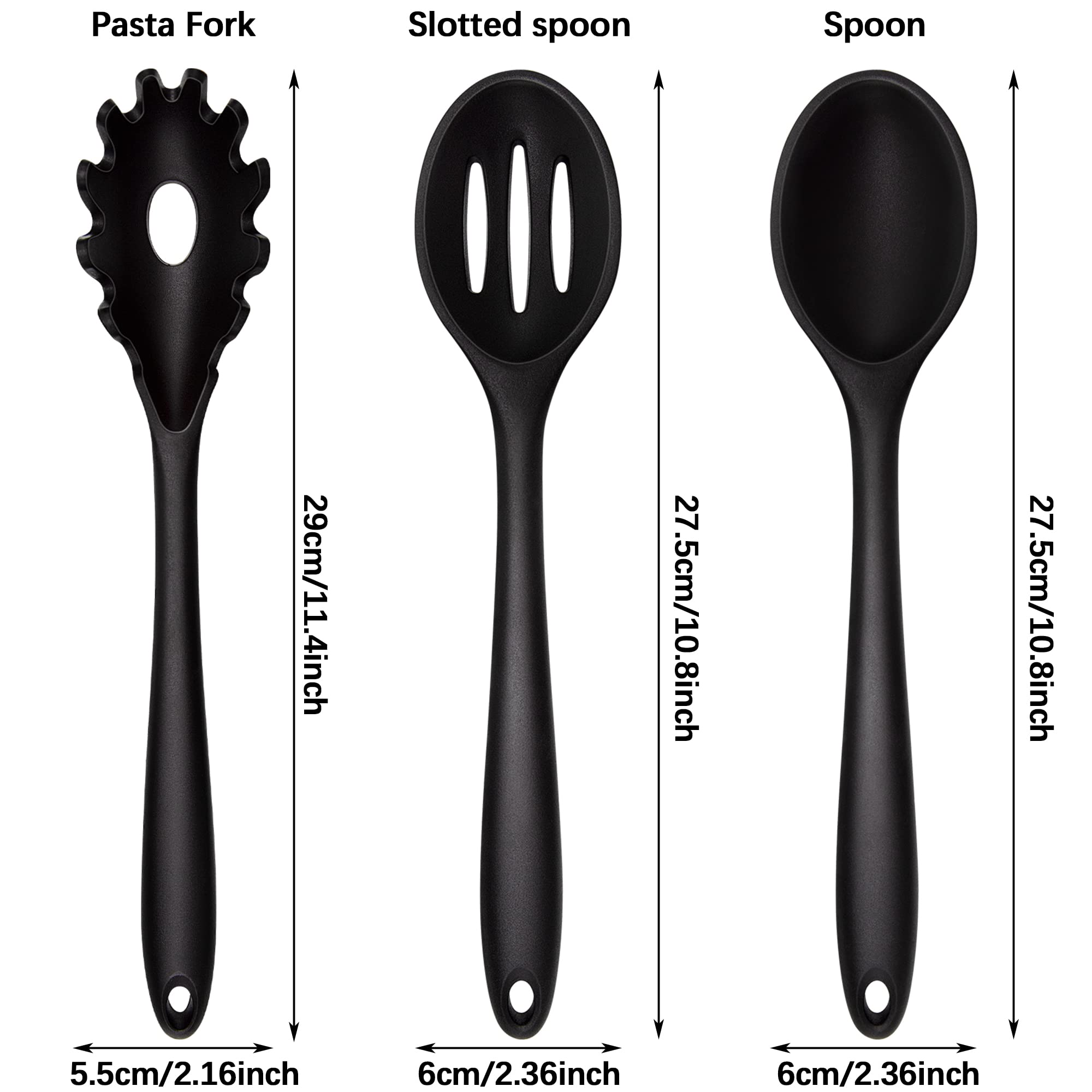 Silicone Cooking Spoon, Nonstick Kitchen Spoons for Cooking, Slotted and Solid Serving Spoon Heat Resistant, Silicone Mixing Spoons Basting Spoon Stirring Spoon for Nonstick Cookware 4 Pack