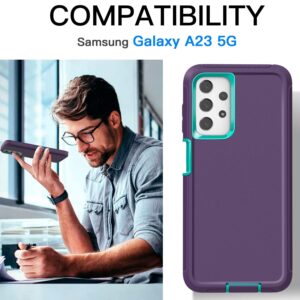 AICase for Galaxy A23 Case(6.6") Case,Heavy Duty Rugged Phone Cover,Durable Military Grade Protection Shockproof/Drop Proof/Dust-Proof Protective for Samsung Galaxy A23 5G 2022 Purple/Blue