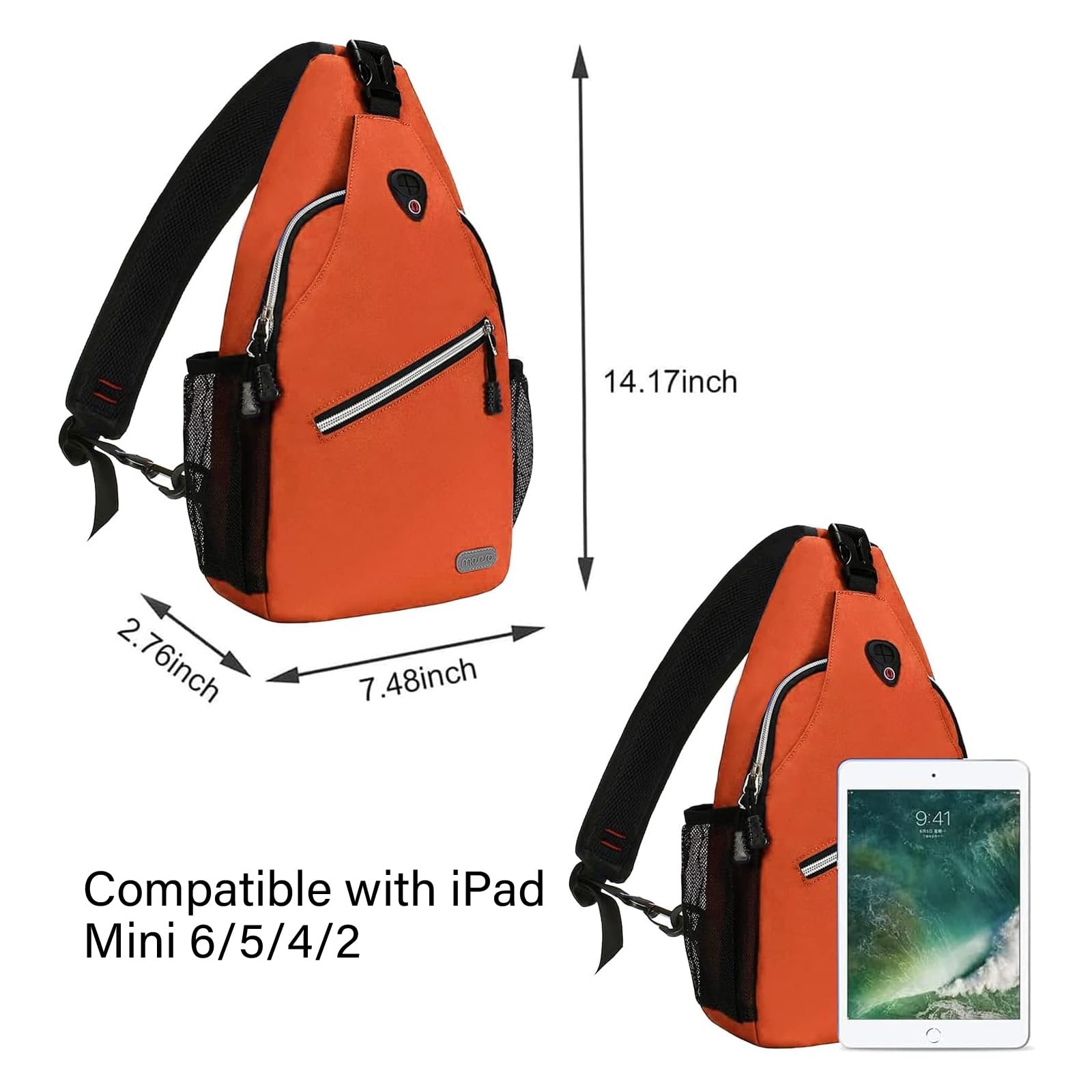 MOSISO Mini Sling Backpack,Small Hiking Daypack Travel Outdoor Casual Sports Bag, Orange