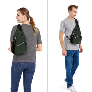 MOSISO Mini Sling Backpack,Small Hiking Daypack Travel Outdoor Casual Sports Bag, Emerald Green