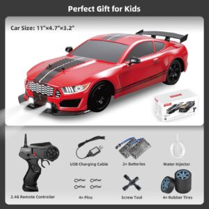 Sakeye RC Drift Car 2.4GHz 1:16 Scale 4WD High Speed Remote Control Cars Vehicle with LED Lights Two Batteries and Drifting Tires Racing Sport Toy Cars for Adults Boys Girls Kids Gift