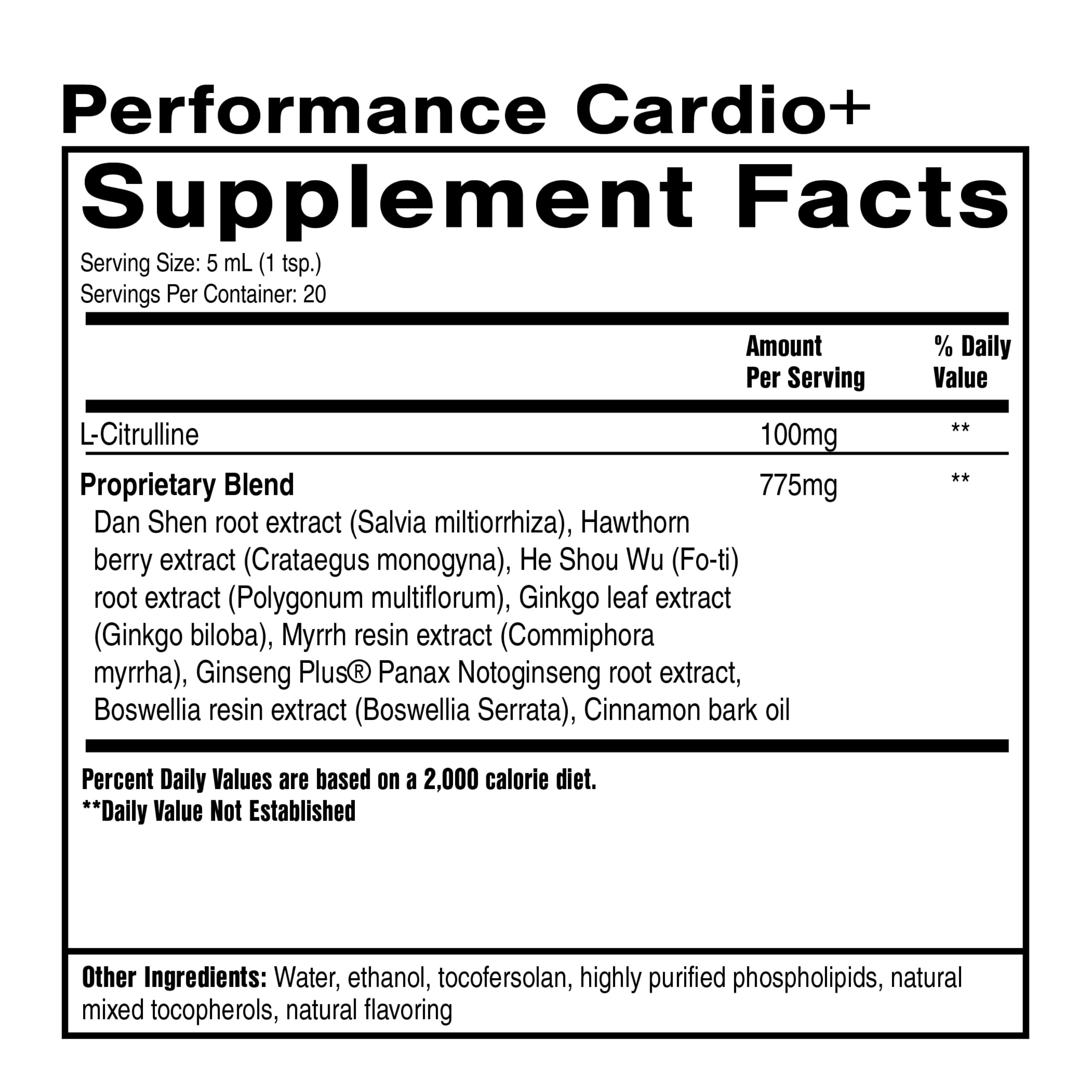 Quicksilver Scientific Performance Cardio+ - Herbal Supplement to Support Blood Circulation & Brain Health - Cardiovascular Supplement with Hawthorn Berry + He Shou Wu + Ginseng Extract (3.38 oz)