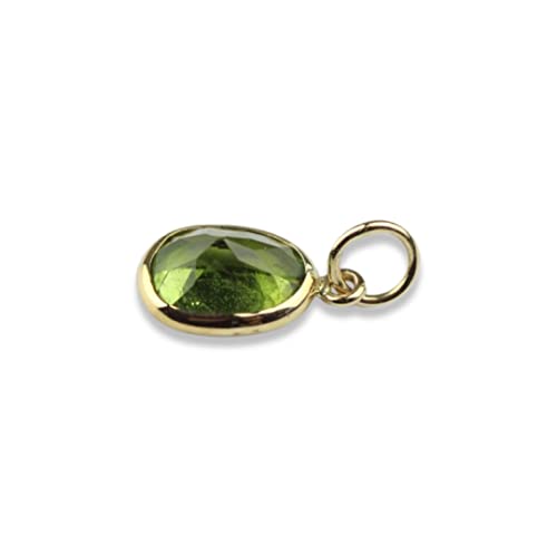 Green Tourmaline Charm 7x5 Oval Handmade in 14k Yellow Gold 0.85 Carats