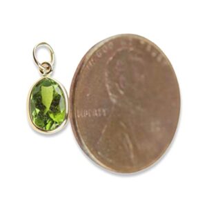 Green Tourmaline Charm 7x5 Oval Handmade in 14k Yellow Gold 0.85 Carats