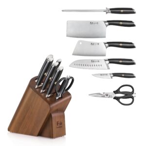 Cangshan L Series 7-Piece Cleaver Knife Block Set, Forged German Steel, Black, 1027112