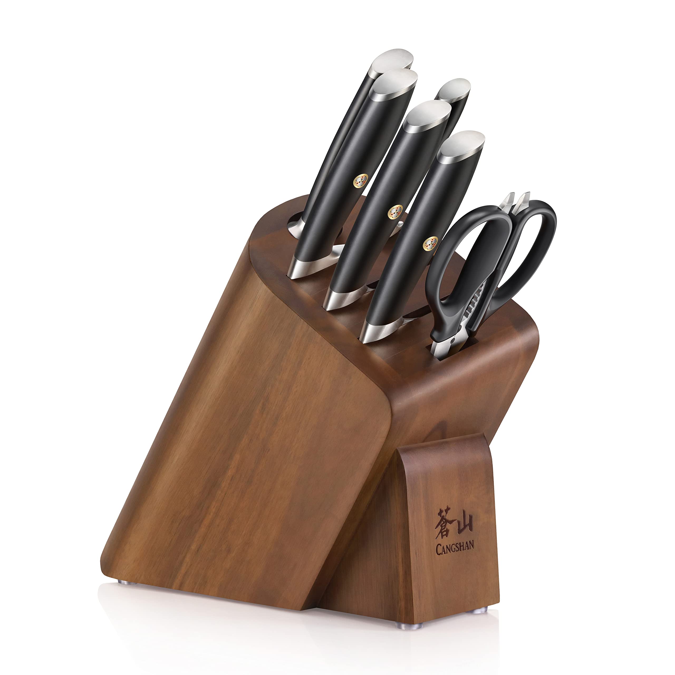 Cangshan L Series 7-Piece Cleaver Knife Block Set, Forged German Steel, Black, 1027112