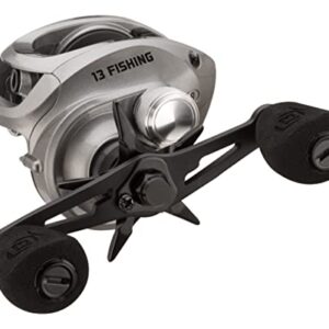 13 FISHING - Inception Slide Baitcast Reel - 8.1:1 Gear Ratio - Left Hand Retrieve (Fresh+Salt) - INSLD2-8.1-LH, Gray