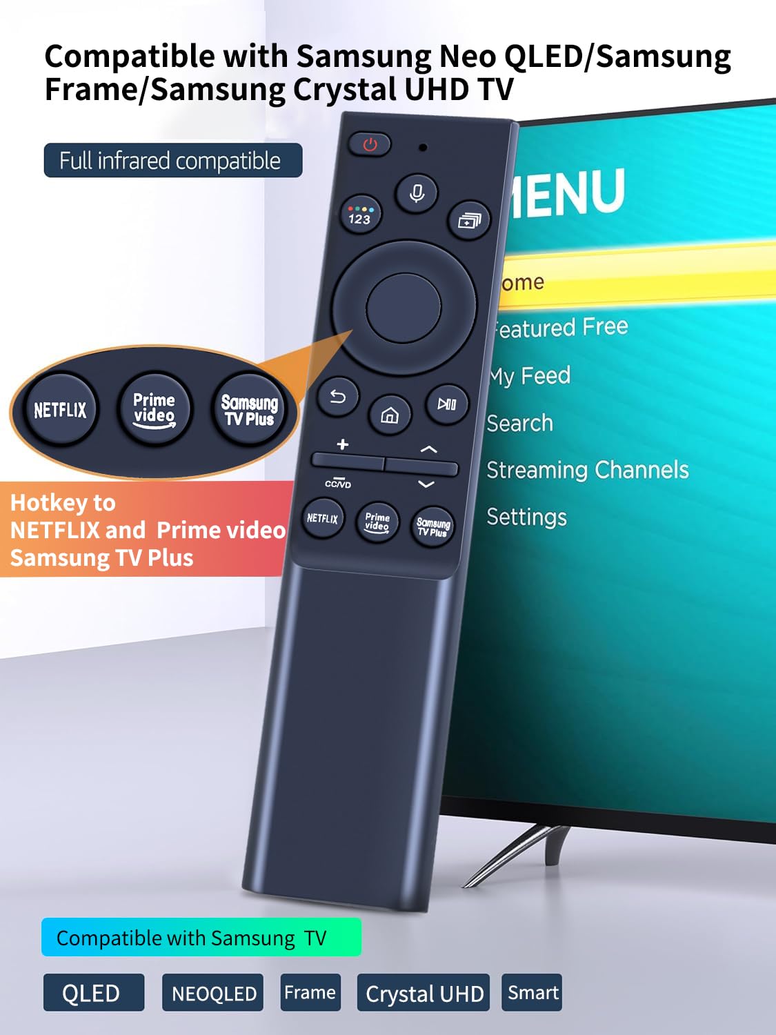 New 2021 Models BN59-01357F Voice Replacement Remote Control for Samsung QLED Smart TVs Compatible with Neo QLED, The Frame and Crystal UHD Series (BN59-01357F)