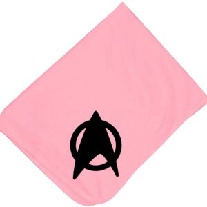 Trekkie Baby Onesie and Blanket - Princess? I'd Rather Be A Starship Captain - Starfleet Insignia (3-6 Month - Pink Fabric - Black Design)