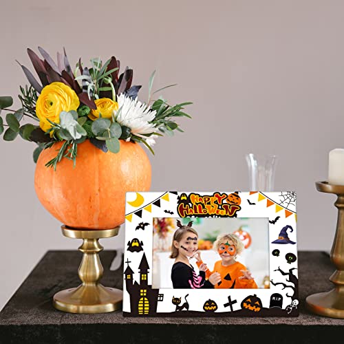 party greeting Halloween Ghost Ceramic Photo Frame Halloween Decorations Halloween Photo Frame Gifts Horizontally Used Size 4x6 Suitable for Halloween Photo Frame Gift Desktop Use (Happy Halloween)