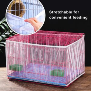 Chihutown Bird Cage Seed Catcher Skirt, Bird Cage Mesh Net Cover, Parakeet Cage Skirt, Bird Cage Cover Seed Catcher for Round Square Cages (White)