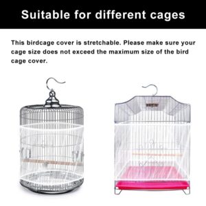 Chihutown Bird Cage Seed Catcher Skirt, Bird Cage Mesh Net Cover, Parakeet Cage Skirt, Bird Cage Cover Seed Catcher for Round Square Cages (White)