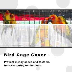 Chihutown Bird Cage Seed Catcher Skirt, Bird Cage Mesh Net Cover, Parakeet Cage Skirt, Bird Cage Cover Seed Catcher for Round Square Cages (White)